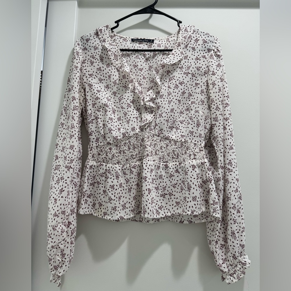Abercrombie & Fitch Floral Ruffled Long Sleeve Blouse